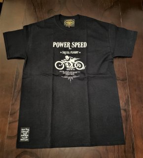【SKULL FLIGHT】　POWER SPEED　Tシャツ　ブラック・ホワイト　スカルフライト