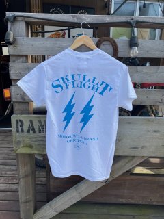 【SKULL FLIGHT】ライトニング ラメ　スカイブルー サイドジップTシャツ スカルフライト