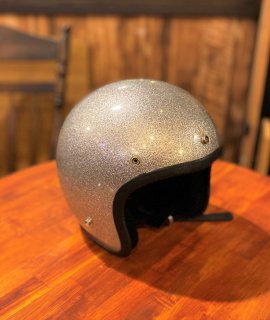 【YODER】70'S VintageJet 70年代ヴィンテージジェットヘルメット　シルバーフレーク　Mサイズ(約58cm) インナーリペア済み　ビンテージ