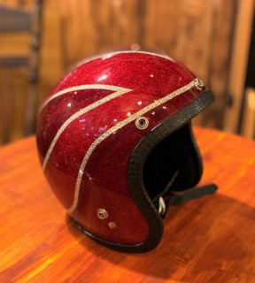 【STERLING PRO】70'S VintageJet 70年代ヴィンテージジェットヘルメット　レッドフレークツートーン　Mサイズ(約58cm) インナーリペア済み　ビンテージ