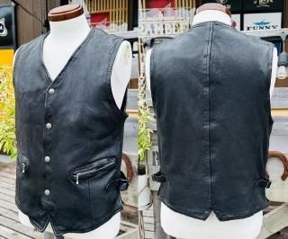 スカルフライト ベスト 40 ブラック レザー SKULL FLIGHT アウター