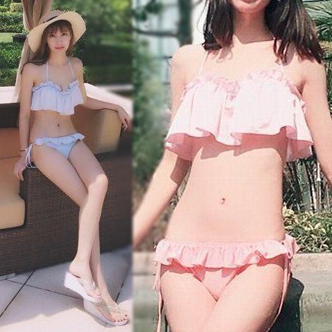 リゾート 水着 シンプルガーリーな無地フリルビキニ - リゾートワンピース 通販 『ドレスバケーション』 マキシ丈からミニまで ハワイ旅行に
