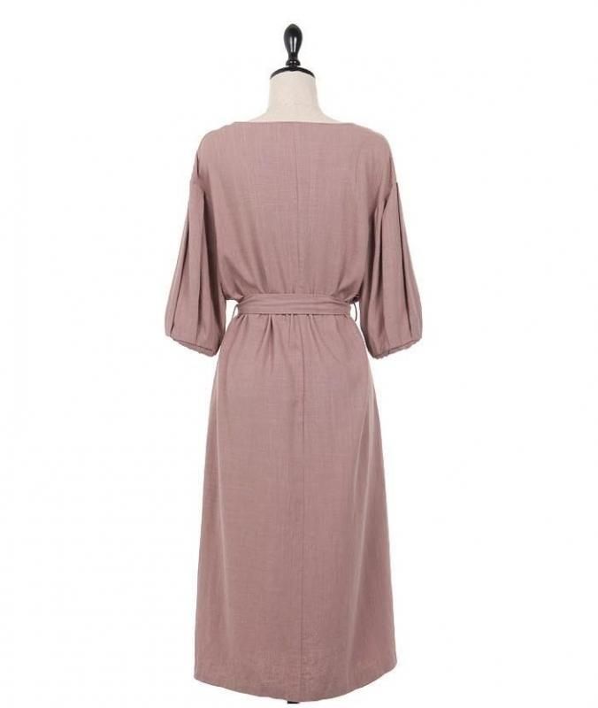 涼しげなきれいめナチュラル◇ウエストリボン シャツワンピース