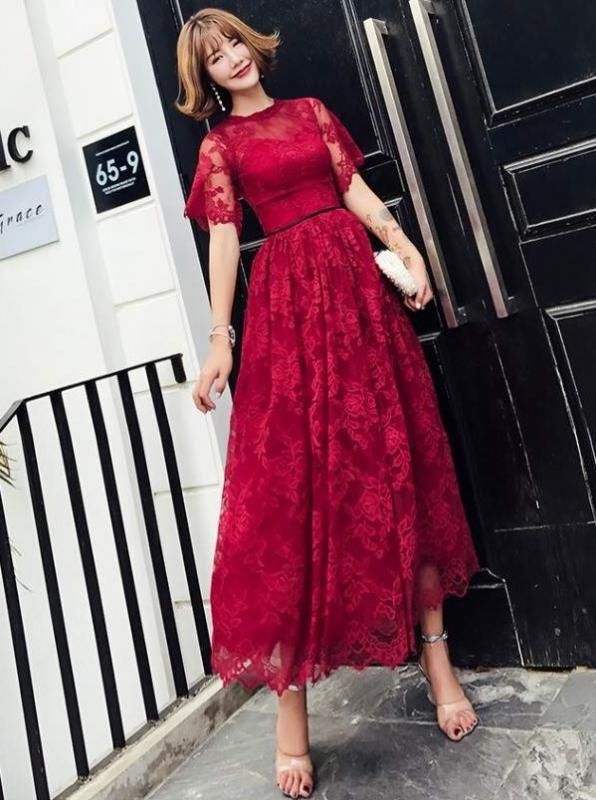 B542♦新品♦️レーススリーブ フレアドレス　ワンピース　大きいサイズ　4L B542♢新品♦️レーススリーブ フレアドレス ワンピース 大きい