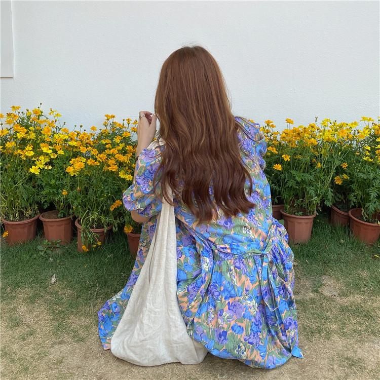 トリーバーチパフスリーブ 花柄ワンピースoo94 シャーリングスリーブ花柄ワンピース | レディースファッション通販