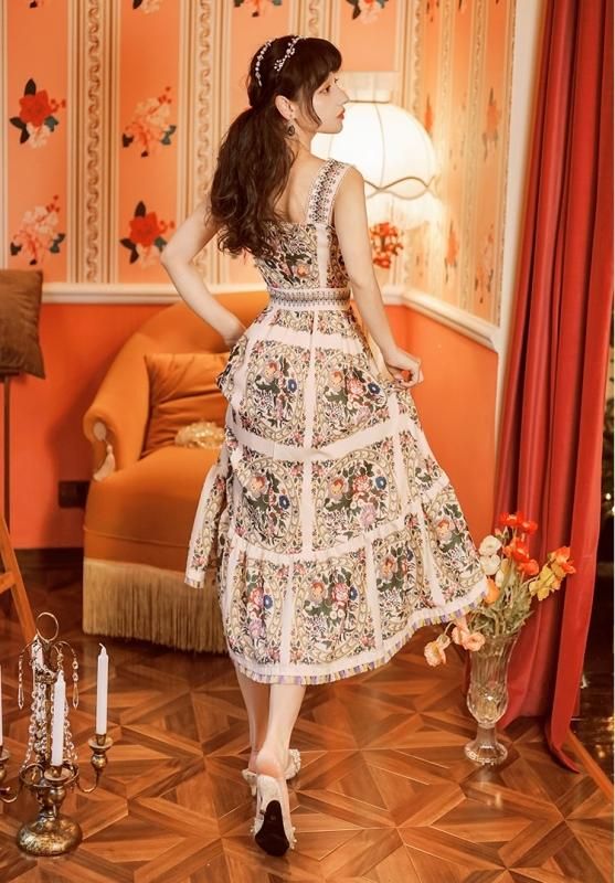 SinceThenラブリー 花柄 ノースリーブ ロングワンピースドレス お値下げ⭐️花柄ノースリーブロングワンピースドレス - メルカリ