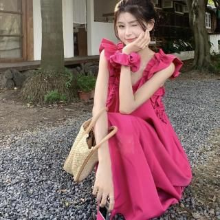 未使用 タグ付 ロングワンピース 長袖 フリル オープンショルダー ギャザー 青 ワンピース ショルダーフリルワンピース : ZOZOTOWN Yahoo!店