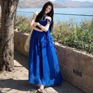 リゾート マキシ ワンピース コーデ 夏 ボーダー ノースリーブ /白黒