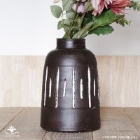 クールアフリカン ブラシラインガーデンポット テラコッタ製花瓶