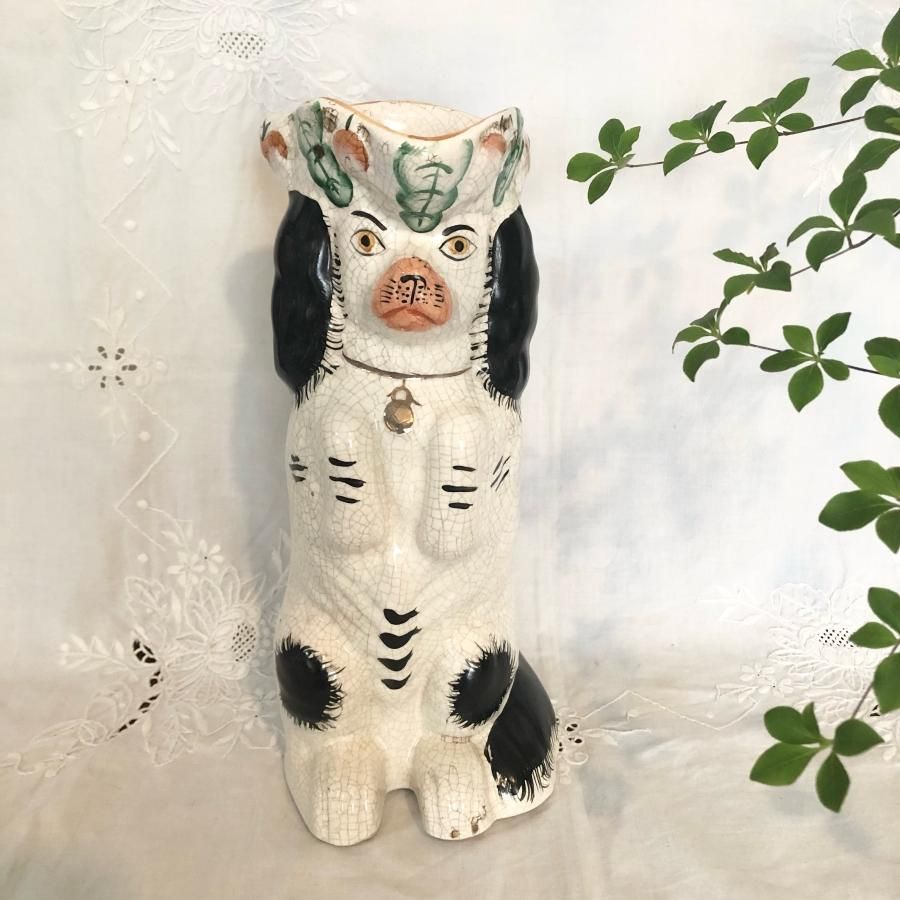 犬　陶器ピッチャー　イギリスアンティーク　スタッフォードシャードッグ　ビンテージ 犬 陶器ピッチャー イギリスアンティーク スタッフォードシャー