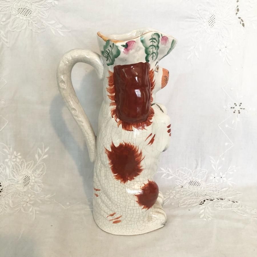 犬 陶器ピッチャー イギリスアンティーク スタッフォードシャードッグ