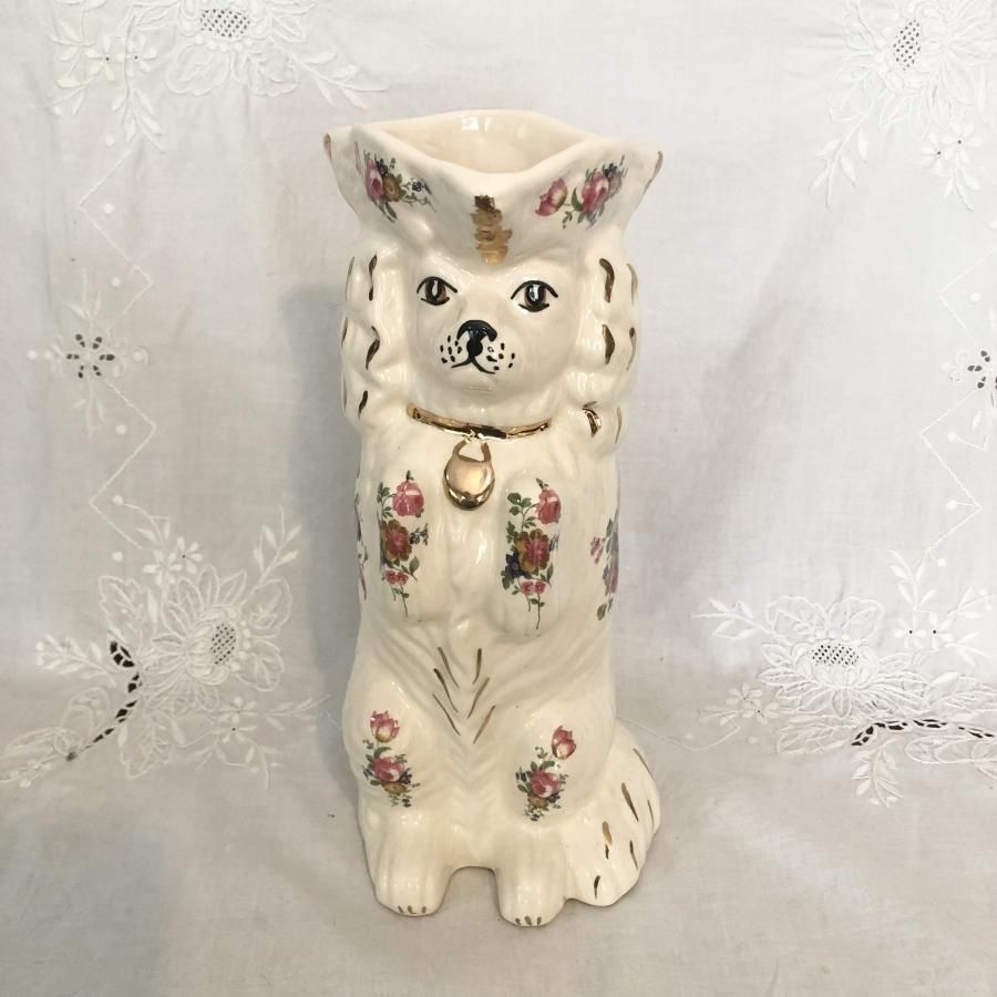 犬　陶器ピッチャー　イギリスアンティーク　スタッフォードシャードッグ　ビンテージ 犬陶器ピッチャーイギリスアンティークスタッフォードシャー