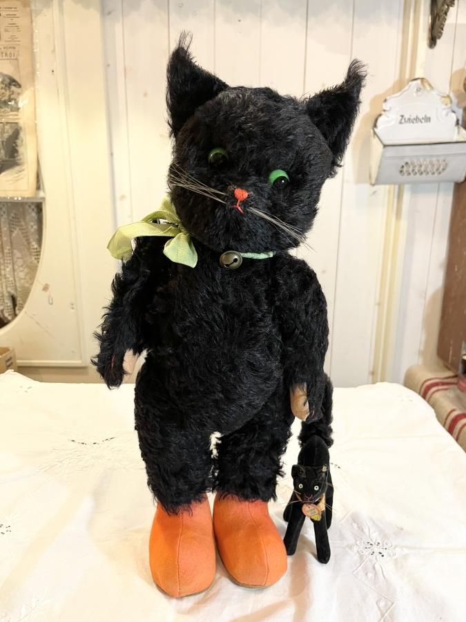 テディベア・黒猫　Sally Wineyデザイン　Ty社アンティーク アンティークシュタイフ 黒猫 Steiff 「Black Tom Cat」22cm