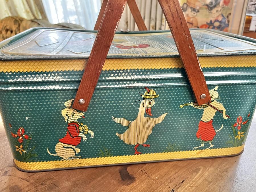 50s アメリカ Decoware ブリキ ピッニックバスケット 50s アメリカ Decoware ブリキ ピッニックバスケット ヴィンテージ