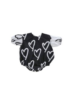 <img class='new_mark_img1' src='https://img.shop-pro.jp/img/new/icons14.gif' style='border:none;display:inline;margin:0px;padding:0px;width:auto;' />UNIONINI  heart print rompers　/ black×White