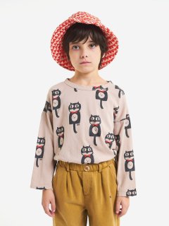 <img class='new_mark_img1' src='https://img.shop-pro.jp/img/new/icons14.gif' style='border:none;display:inline;margin:0px;padding:0px;width:auto;' />BOBO CHOSES   Cat O'Clock all over long sleeve T-shirt   6-7y  last one!
