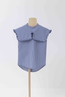 <img class='new_mark_img1' src='https://img.shop-pro.jp/img/new/icons14.gif' style='border:none;display:inline;margin:0px;padding:0px;width:auto;' />folk made  cool max big collar blouse / blue gingham  Mサイズ　last one!