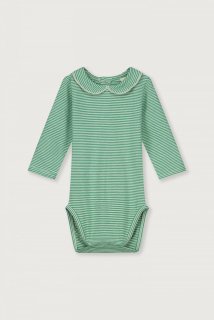 GRAY LABEL  Baby Collar Onesie/ Bright Green - Cream