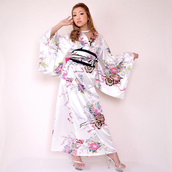 帯付き花魁シリーズ☆和柄サテン着物ロングドレス衣装 よさこい
