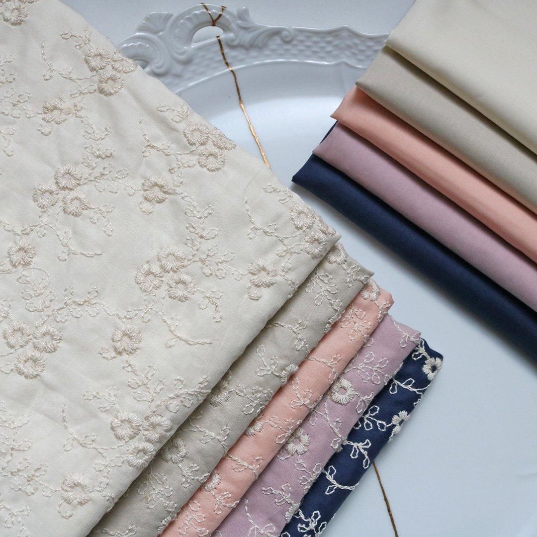 アンティーク 色糸花刺繍エンブロイダリー テネリフSABA梯子レース