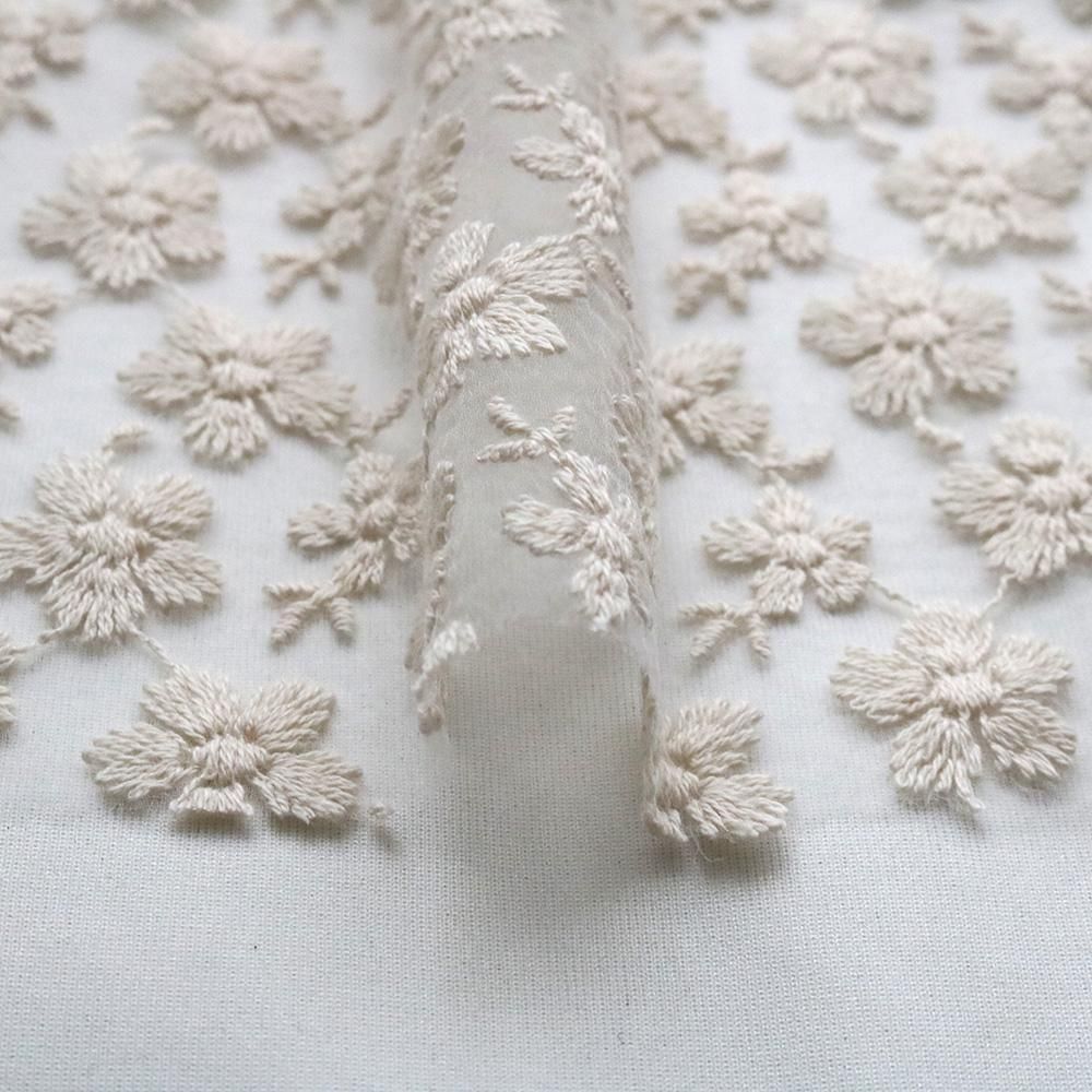 セットアップ many flowersエンブロイダリーレースチュール生地 | Embroidery カーディガン