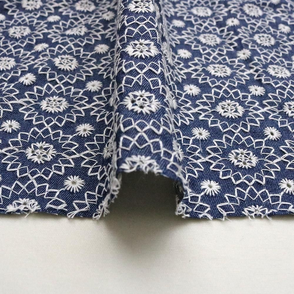 ヌキテパ デニム 刺繍 ブラウス エンブロイダリー インディゴ染