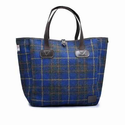 コラボモデル♪】トートバッグ ブルー／ゴールド ハリスツイード TOTE