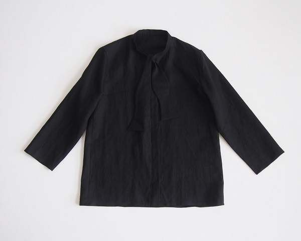Pois E ポイズ・エ（ポイゼ poise）リネンブラウス BOW black ｜ quietroomのオンラインショップ