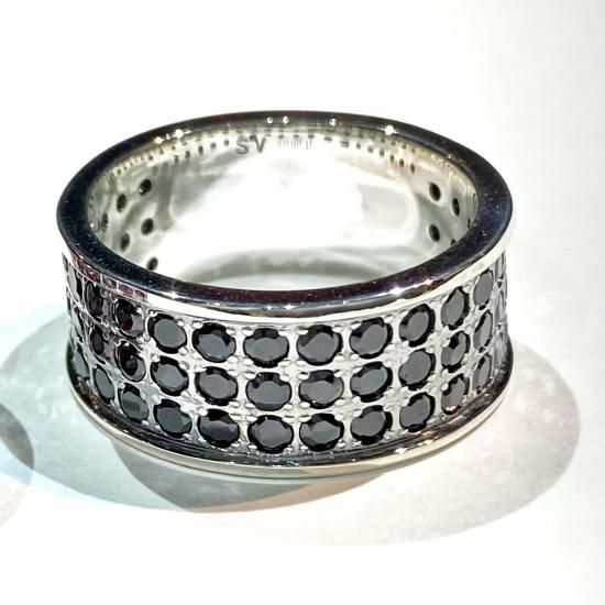 パヴェ63ストーンリングsv ブラックジルコニア - 鬼阿弥