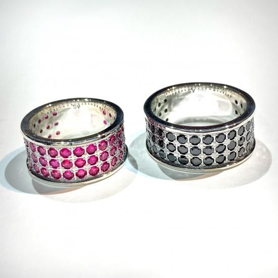 パヴェ63ストーンリングsv ブラックジルコニア - 鬼阿弥