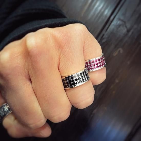 パヴェ63ストーンリングsv ブラックジルコニア - 鬼阿弥