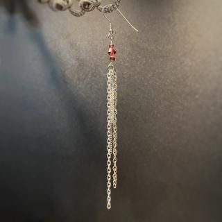 【10th】チェーンピアス  バーガンディクリスタルM (単体売り)