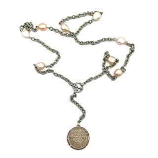 【10SALE】SV/TI 6ペンスY字 ネックレス