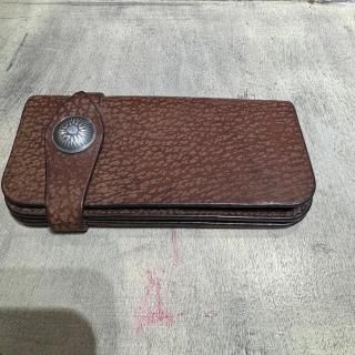 【11SALE】長財布 2つ折り ブラウン ベルトタイプ 牛革【サンプル】
