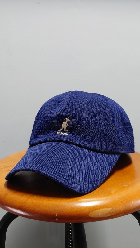 KANGOL Tropic Ventair Spacecap ネイビー M ロゴ 刺繍 キャップ 帽子 (USED)