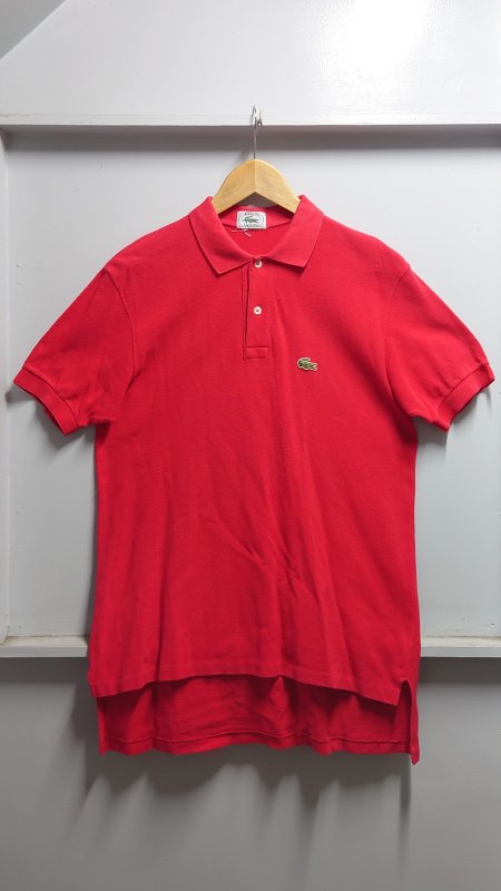80-90’s IZOD LACOSTE 鹿の子 ポロシャツ レッド ロゴ ワッペン 半袖 (VINTAGE)