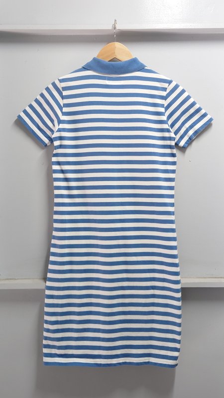 00's agnes b. ボーダー柄 ポロシャツ ワンピース ホワイト ブルー サイズ1 半袖 2000年代 アニエスベー 日本製 (USED)  (jeudi)