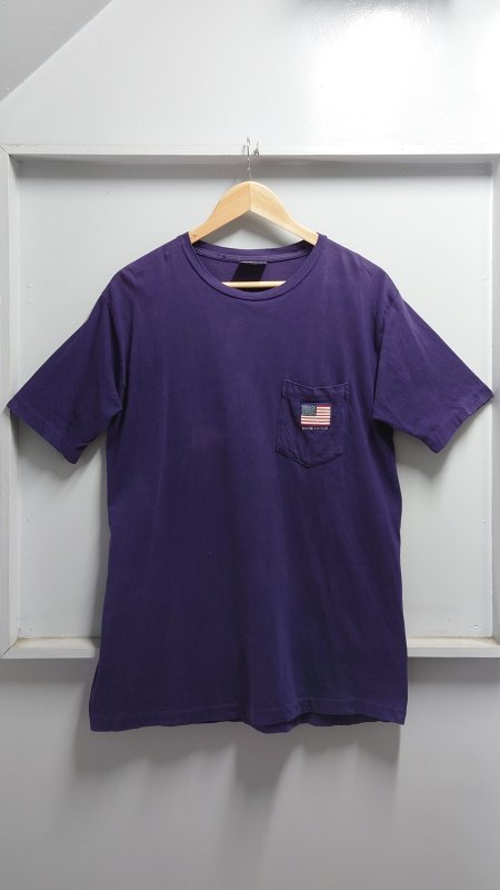 90's POLO RALPH LAUREN USA製 シングルステッチ 星条旗 刺繍 ポケット