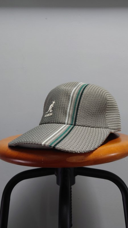 KANGOL MULTISTRIPE MESH SPACE CAP カーキ XL カンゴール ロゴ 帽子 (USED)