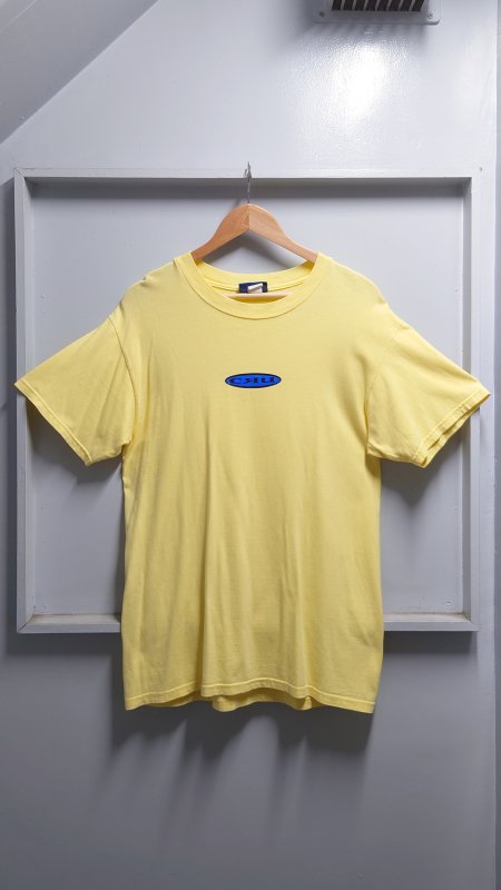 90's CRU USA製 ロゴ 両面プリント Tシャツ イエロー M 半袖 クルー
