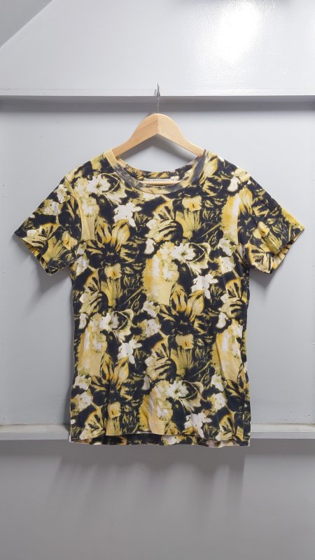 TOGA VIRILIS オールオーバー 花柄 プリント Tシャツ セピア サイズ44 半袖 シングルステッチ TOGA ARCHIVES 総柄 日本製 (USED)