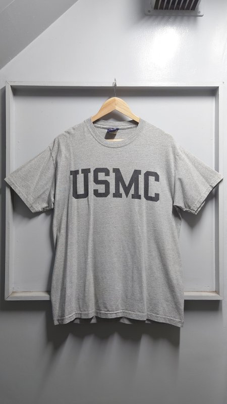 AS SPORTS USMC アメリカ海兵隊 トレーニング Tシャツ グレー M 半袖 プリント (USED)