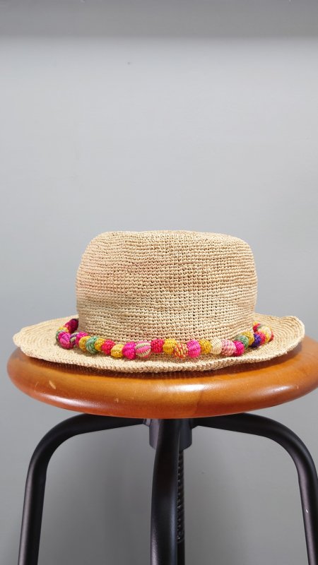 Ecua-Andino エクアドル製 ハンドメイド パナマ ハット ポンポン付き 帽子 (USED)