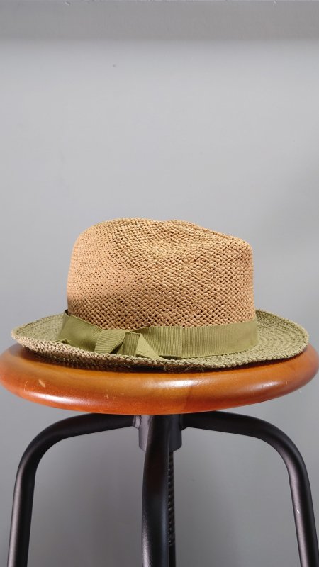 bettina イタリア製 リボン付き ツートン ペーパー ハット M 帽子