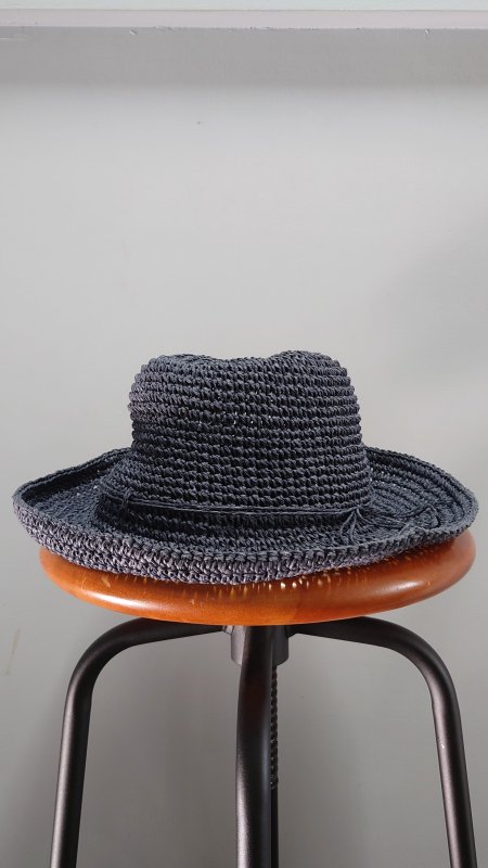 L.L.Bean つば広 ペーパー ハット ネイビー 57.5cm エルエルビーン 帽子 (USED)