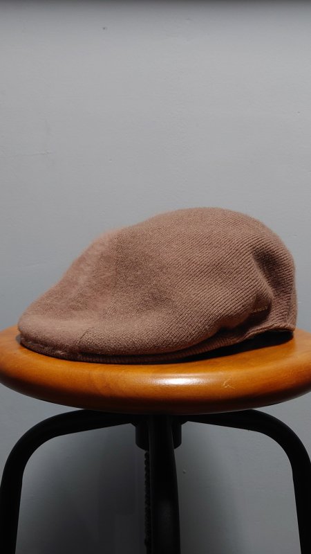 KANGOL “WOOL/FURGORA K/RAW” SEAMS 504 CAP アンゴラ混 ニット ハンチング ブラウン系 L カンゴール 帽子 (USED)