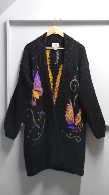 90s US Vintage CERVELLE Butterfly Mohair Long Knit Cardigan ֥å S إ   ǥ (VINTAGE)