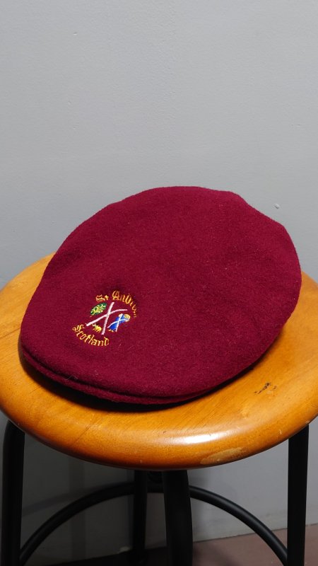Vintage KANGOL イングランド製 “St Andrews Scotland” エンブレム刺繍 ウール ハンチング ワインレッド XL 帽子 (VINTAGE)