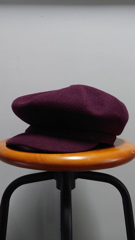 KANGOL “Wool Spitfire” ロゴ入り ウール キャスケット バーガンディー L 帽子 (USED)