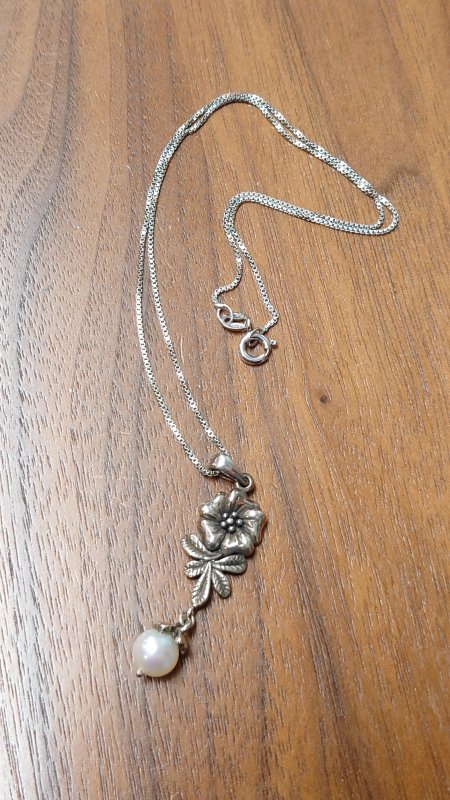 Silver 925 Flower & Pearl Necklace 󥰥С ե ߥơѡ ͥå쥹 (USED)